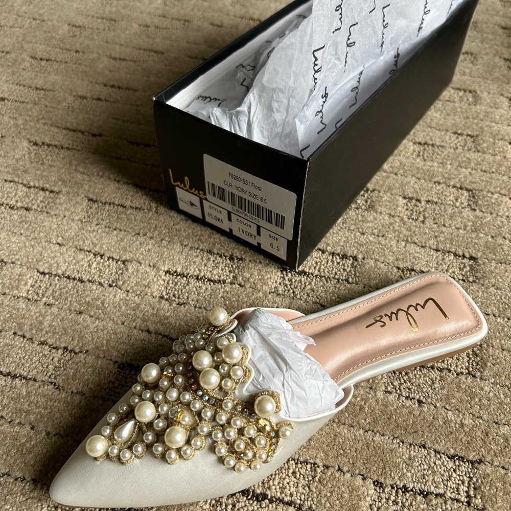 Lulu's Flora Ivory Wedding Flats